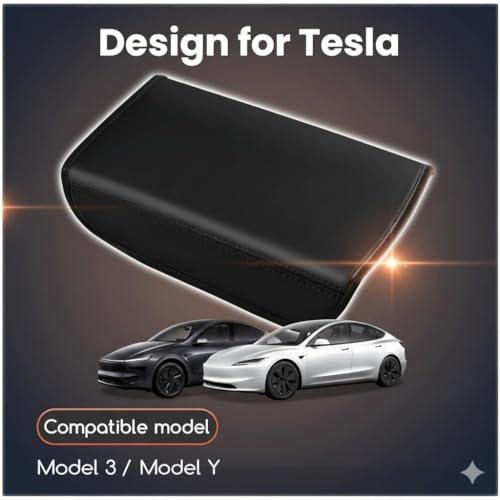 Armrest Cover for Tesla Model Y 2020-2025 Model 3 2017-2023, Original Mold Center Console Lid Protector, Premium Soft Leather, Custom Fit for Old Models