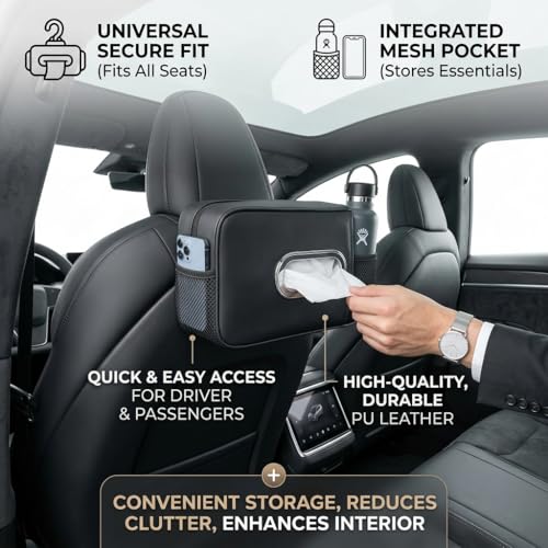 Car Tissue Holder: BIPROS Artist Tissue Holder, Fits Standard 120-Count car Tissue Box, Smooth Skin-Friendly Material, Odor-Free Design!（Black）