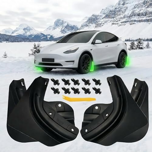 Mud Flaps for 2025-2026 New Tesla Model Y Juniper Accessories, [No Drilling Required] All-Weather Splash Guards Fenders, Protect Paint Front & Rear Mudguards Body Kits (Set of 4, Black)